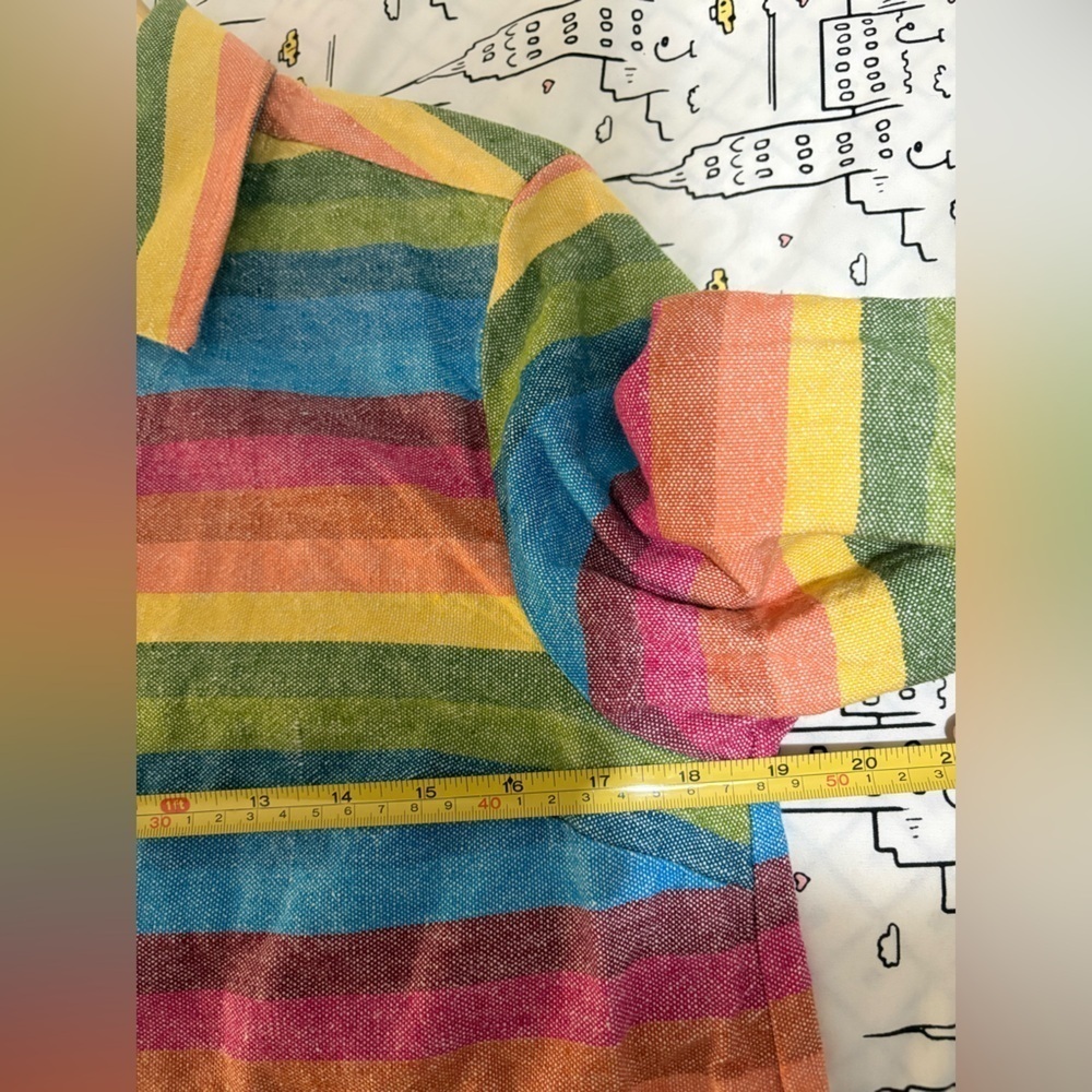 Coldwater Creek Rainbow Striped Linen Blend Shirt Jacket Small - Picture 6 of 6